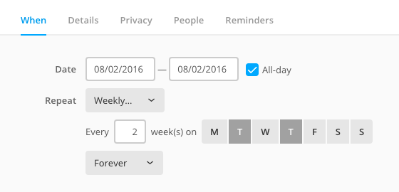 Flat look for calendar form