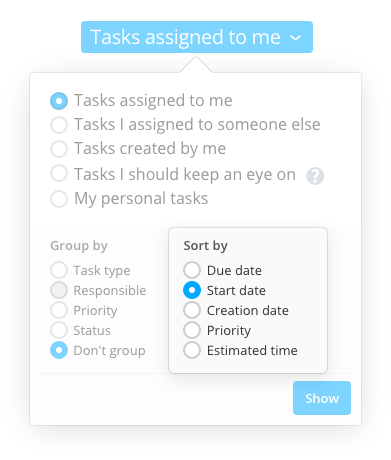 The new task sorting methods