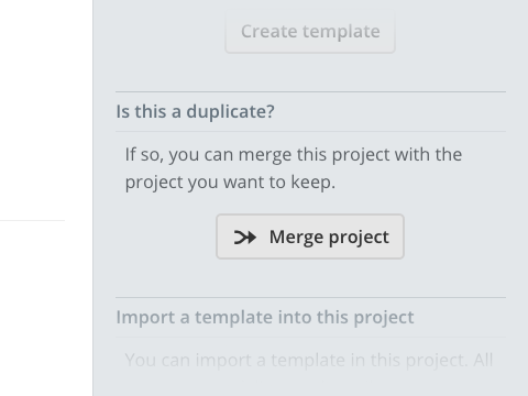 Right side block asking to merge the project