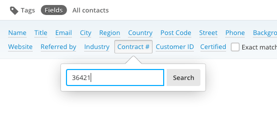 Filtering the contact list with custom fields